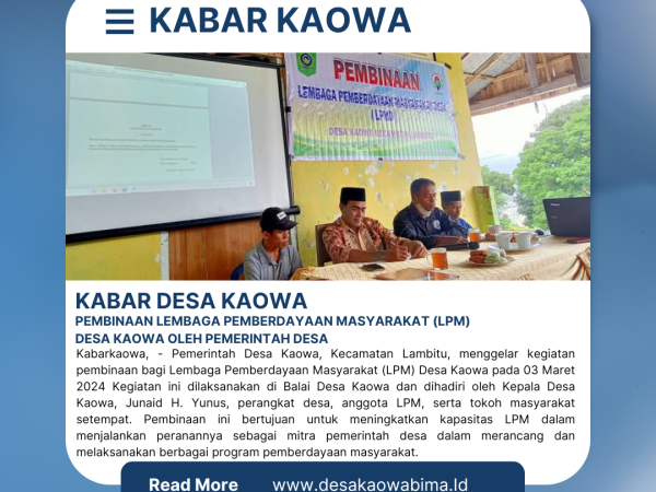Pembinaan Lembaga Pemberdayaan Masyarakat (LPM) Desa Kaowa oleh Pemerintah Desa