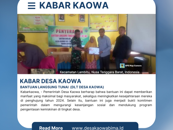 Pemdes Kaowa Serahkan Bantuan Langsung Tunai (BLT)  Akhir Tahun 2024
