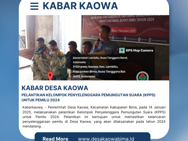 Pelantikan Kelompok Penyelenggara Pemungutan Suara (KPPS) Desa Kaowa untuk Pemilu 2024